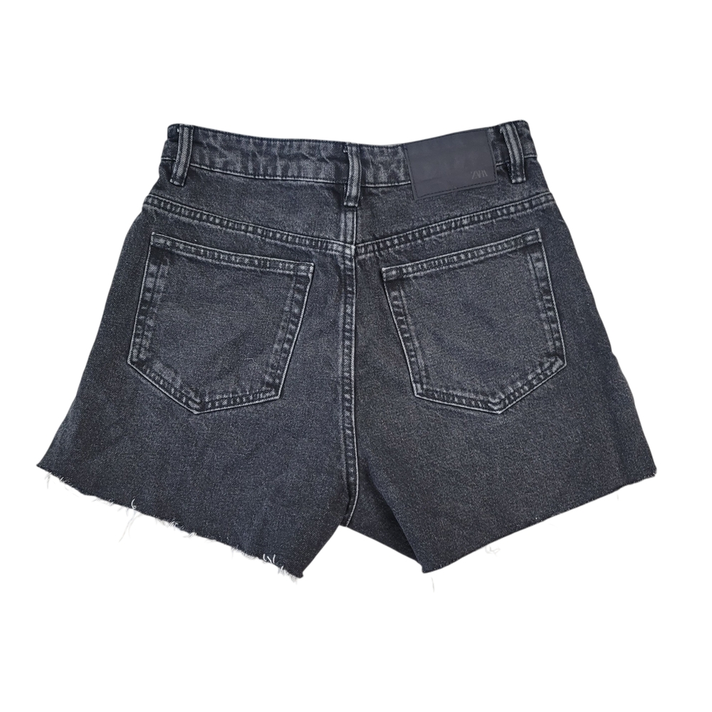 Zara Black Jean Shorts High-Waisted Distressed - Picture 3 of 9